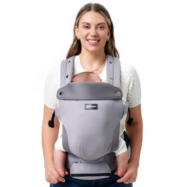 Momcozy Newborn Baby Carrier - Ergonomic, Cozy and Lightweight Carrier for 7-24lbs, Adjustable Neck Support with Sunshield, Breathable Airmesh Perfect for Summer Outing, Light Purple - Image 1