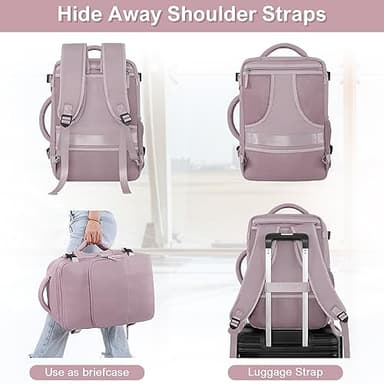 Sinaliy Travel Backpack, Carry on Flight Approved Backpack with Multi-Pockets, TSA Waterproof 17.3inch Laptop Backpack, Personal Item Travel Bag for Men Women, Light Purple - Image 6
