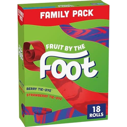 Fruit by the Foot Fruit Flavored Snacks, Halloween Treats, Berry Tie-Dye and Strawberry Tie-Dye, 18 Rolls, 13.5 oz - Image 1