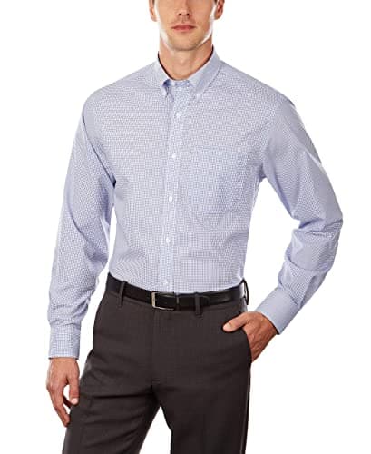 Tommy Hilfiger Men's Dress Shirt Regular Fit Non Iron Gingham, Empire Blue, 16.5" Neck 34"-35" Sleeve - Image 1