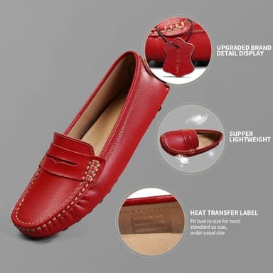 Artisure Women's Classic Handsewn Red Genuine Leather Penny Loafers Driving Moccasins Casual Boat Shoes Slip On Fashion Office Comfort Flats 8 M US SKS-1221HON080-1 - Image 6