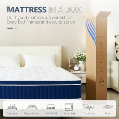 Queen Mattress, 14 Inch Queen Size Hybrid Mattress in a Box, Gel Memory Foam and Pocket Coils Innerpring Mattresses with Ergonomic Design, Cooler Sleep with Pressure Relief and Support, 60"*80"*14" - Image 6