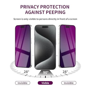 Ifaeveus 2 Pack Privacy Screen Protector for iPhone 15 Pro Max Tempered Glass for 15 ProMax 6.7inch Private Saver Anti-Spy Anti-Blue Light Eye Protection Anti-Scratch Full Coverage - Image 3
