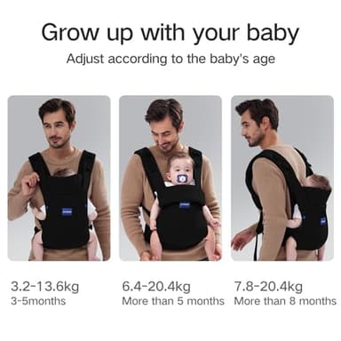 YEMKEZO Baby Carrier Newborn to Toddler,Newborn Carrier with Head Support, Cozy Baby Holder Carrier for Dad Mens (Summer-Black) - Image 6