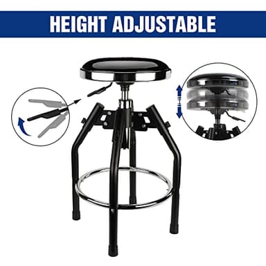 WORKPRO Heavy Duty Adjustable Hydraulic Shop Stool,Garage Bar Stool, 29in to 33.86in, 330-Pound Capacity, Black - Image 4