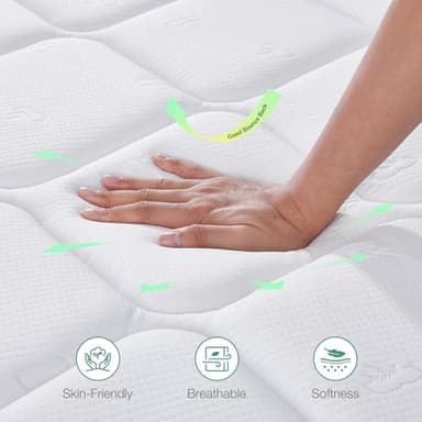 Novilla Full Mattress 10 Inch, Hybrid Full Mattress in a Box, Pocket Innerspring Pillow Top Mattresses for Motion Isolation, Mattresses Full Size Bed for Pressure & Pain Relief, Medium Firm Feel - Image 6