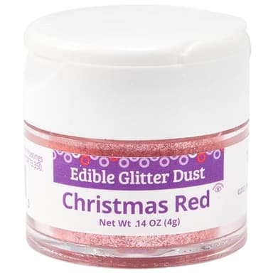 DecoPac Edible Glitter Dust | Christmas Red | Edible Sparkle Powder For Cake Decorating, Cakes, Cupcakes, Cookies, and Donuts - 4g - Image 1