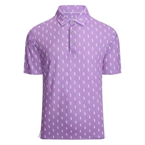 Damipow Mens Golf Shirts Dry Fit Performance Polo Short Sleeve Moisture Wicking Shirt,Purple Men,S - Image 1