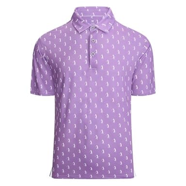 Damipow Mens Golf Shirts Dry Fit Performance Polo Short Sleeve Moisture Wicking Shirt,Purple Men,S - Image 1