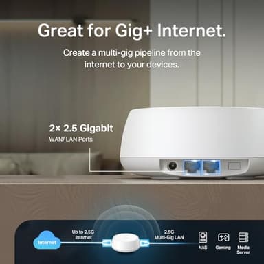 TP-Link Deco BE23 Dual-Band BE3600 WiFi 7 Mesh Wi-Fi System | 4-Stream 3.6 Gbps, 160 Mhz | Covers up to 6,500 Sq.Ft | 2× 2.5G Ports Wired Backhaul | VPN,MLO,AI-Roaming, HomeShield, 3-Pack - Image 5