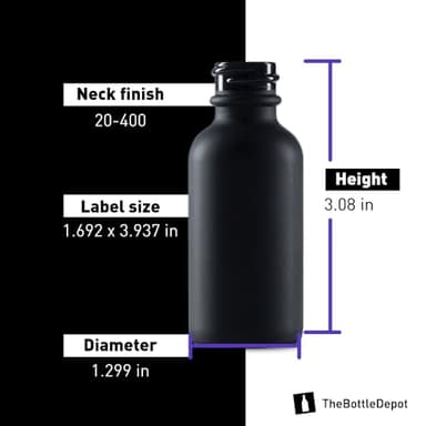 The Bottle Depot - 24 Pack - 1 oz Glass Spray Bottle - Black Frosted - 20-400 Neck Finish - Boston Round Bottles - UV Rays Protection - Image 4