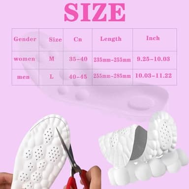 Steppers Insoles for Men and Women Adjustable Size, 2 Pairs 4d Cloud Insole for Mens,Boot Insoles for Menn, Memory Foam Shoe Insertss for Women (L) - Image 6