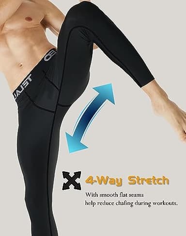 5 Pack Men's Thermal Compression Pants Fleece Lined Sports Tights Athletic Leggings Cold Weather Baselayer Winter Gear L - Image 5