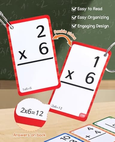 JoyCat Flash Cards for Kids Ages 4-8, Math Flash Cards & Chart, Math Learning Tools Game for Addition Subtraction Division Multiplication, Fit for Kindergarten 1st 2nd 3rd 4th 5th 6th Grade - Image 7