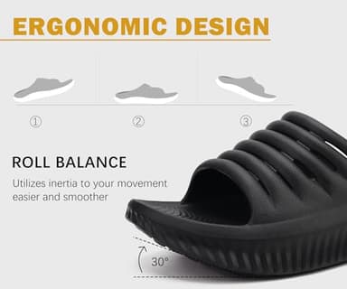 KuaiLu Womens Recovery Sandals Comfortable Plantar Fasciitis Arch Support Ladies Orthopedic Slip On Running Sport Walking Slides Thick Athletic Cushion Slippers Summer Outdoor Sliders Black Size 10 - Image 6
