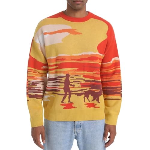 SINAR Men's Casual 100% Cotton Sweater Loose Crew Neck Knitwear Winter Pullover Knit Sweater (as1, Alpha, x_l, Regular, Regular, Golden01) - Image 1