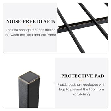 SHA CERLIN 14 Inch Queen Size Metal Platform Bed Frame with Wooden Headboard and Footboard, Mattress Foundation, No Box Spring Needed, Large Under Bed Storage, Non-Slip Without Noise, Walnut - Image 6