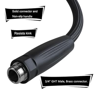 HQMPC Garden Hose 5/8"IDx30' Hose Stiff And Rigid Light Weight Durable Non Kinking Water Hose Female Brass Hose Fittings 30 FEET Black - Image 4