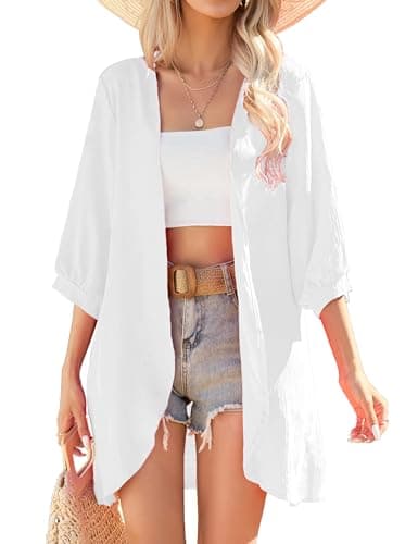 Yekaty Summer Plus Size Kimono 3X Lightweight Short Sleeve Cardigan Casual Loose Swimsuit Coverup 2025 - Image 1