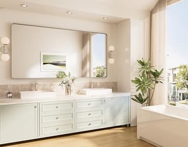 TokeShimi 55x36 Brushed Nickel Bathroom Wall Mirror Vanity Metal Frame Round Corner Rectangular for Home Decor Living Room Entryway - Image 2