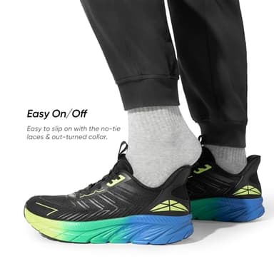 ALLSWIFIT Men's Slip On Walking Shoes Running Comfortable Tennis Breathable Non Slip Athletic Gym Workout Cross Training Fashion Sneakers,Size 9.5,Black/Green,SARR034M - Image 2