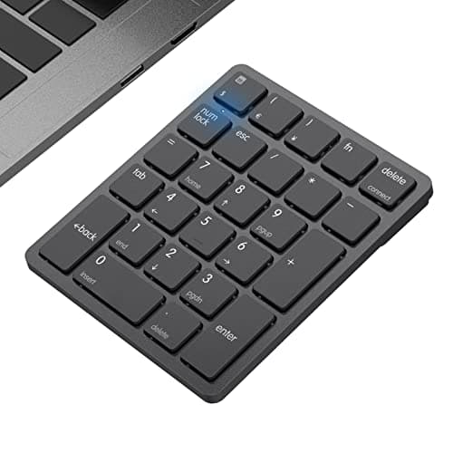 havit Bluetooth Number Pad Wireless Numeric Keypad Numpad 26 Keys Portable Mini Financial Accounting Rechargeable Numeric Pad for Windows Laptop Desktop, PC, Notebook (Black) - Image 1