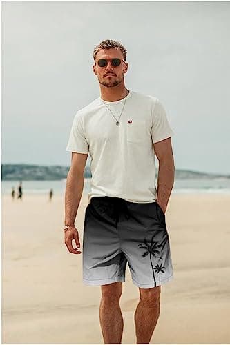 Lzzidou Men's Swim Trunks Quick Dry Hawaiian Board Shorts Lined Beach Shorts with Pockets - Image 3