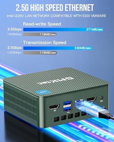 GMKtec Mini PC, Intel Twin Lake N150 (Upgraded N100), 16GB DDR4 RAM 512GB PCIe M.2 SSD, Desktop Computer 4K Dual HDMI/USB3.2/WiFi 6/BT5.2/2.5GbE RJ45 for Office, Business - Image 7