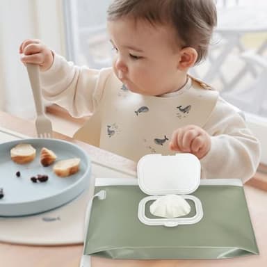 Baby wipes dispenser，portable baby wipes holder for outdoor, Refillable baby wipes container, on the go wet wipe pouch for travel, resuable wipes dispenser for hiking (sage) - Image 3