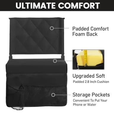 Sheenive Stadium Seats for Bleachers with Back Support, Bleacher Seats with Backs and Cushion Wide, Padded Portable Folding Comfort Stadium Chair with Shoulder Strap, Perfect for Sports Events - Image 5
