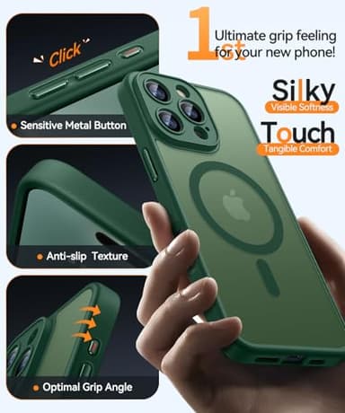 CANSHN Magnetic Compatible with iPhone 16 Pro Max Case, Upgraded [Full Camera Protection] [Compatible with Magsafe] [Translucent Matte] Shockproof Protective Phone Case Cover 6.9 Inch - Deep Green - Image 5