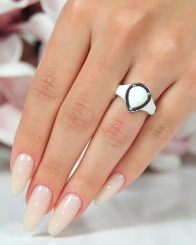 Rinfit Silicone Rings Women - Rubber Wedding Bands Stackable Ring Enhancer- Metal Framed Pear - Pack I: Black & White/Silver, Size 8 - Image 9