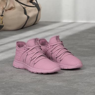 INZCOU Running Walking Shoes Lightweight Tennis Shoes Non Slip Gym Workout Shoes Breathable Mesh Walking Sneakers Pink Purple 7.5women / 6.5men - Image 2