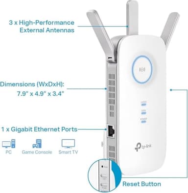 TP-Link AC1900 WiFi Range Extender RE550 | Dual-Band Wireless Repeater Amplifier w/Gigabit Ethernet Port | Up to 2200 Sq. Ft., 32 Devices | Internet Signal Booster | APP Setup | EasyMesh Compatible - Image 4