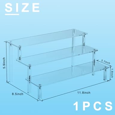 Acrylic Display Stand Risers, 3 Tier Perfume Stand Organizer, Clear Cupcake Stand Holder, Large Shelf Risers for Figures, Display Shelf for Collectibles, Dessert Shelves for Decoration and Organizer - Image 3