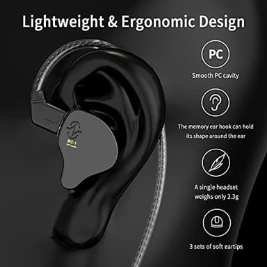 CCZ Melody 1DD 1BA Drivers Wired Earphones, Gaming Earbuds with Microphones, Wired in ear Headphones with Comfortable Ear fins 4N OFC Cable, iems for Gaming PC Laptop Computer (Red, with microphone) - Image 3