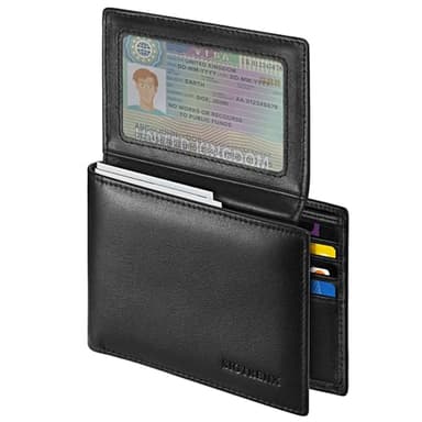 Sigtrenx Leather Wallets for Men, Genuine Leather Mens Wallet Bifold Rfid Blocking with 2 ID Windows (Black) - Image 1