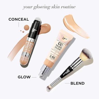 IT Cosmetics CC+ Nude Glow (Neutral Rich) - Medium Coverage Foundation with SPF 40 & Brightening Glow Serum, Lightweight Skin Tint, 2% Niacinamide + Hyaluronic Acid, Up to 24H Hydration - 1.08 fl oz - Image 9