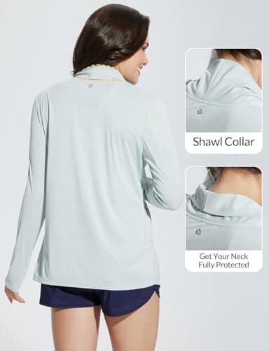 baleaf Women's Long Sleeve UPF 50+ Sun Protection Shirts Lightweight Open Front Cardigan with Pockets Beach Cover Up SPF Sun Wrap with Pockets Grey L - Image 3