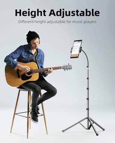 Weilisi Heavy Duty Tablet Tripod Stand 82” Tall, Floor Stand with Remote and Adjustable Gooseneck for Watching/Stream/Recording, Tripod for iPad Pro 12.9”/Kindle/iPhone, and All 4.5-13” Tablet/Phone - Image 3