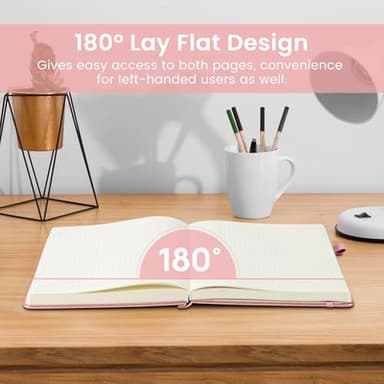Bullet Dotted Journal Notebook for Women & Men, Hardcover Leather Journal for Writing, A5 Bullet Journaling Notebook for Work & Sketching, Perfect for Office School Home Supplies, 160 Pages, Pink - Image 4