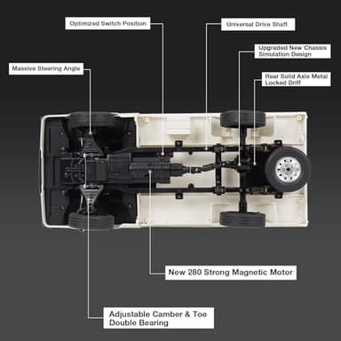 ARRIS WPL D14 RC Drift Car 1/10 4WD Off Road Truck 2.4 GHz Remote Control 4x4 Kei Truck with 280 Motor, Proportional Throttle & Steering, Hobby Grade Vehicle RTR for Adults - Image 5