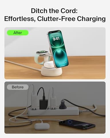 Belkin MagSafe Charger Compatible, 3-in-1 Charging Station, Qi2.2 25W w/Cooling Fan (On/Off Control) Magnetic Wireless Charger for iPhone 17, Apple Watch, AirPods, Pixel 10 (45W Adapter Included) - Image 6