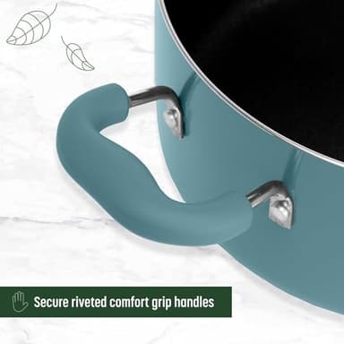 Goodful Ceramic Nonstick Pots and Pans Set, Premium Ceramic Coating Made without PFOA, PTFE or PFAS, Dishwasher Safe, 12-Piece, Turquoise - Image 5
