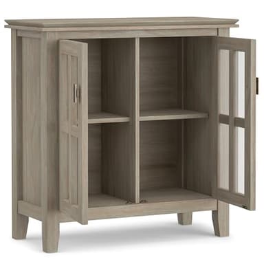 SIMPLIHOME Artisan SOLID WOOD 30 Inch Wide Contemporary Low Storage Cabinet in Distressed Grey, For the Living Room, Entryway and Family Room - Image 4
