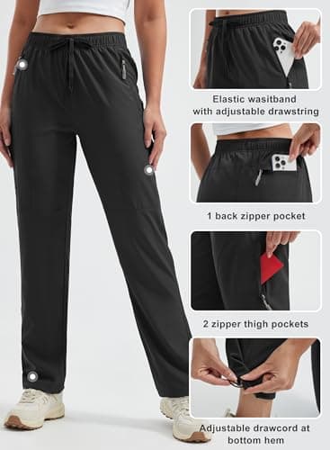 Libin Women's Hiking Pants 27" Lightweight Quick Dry Cargo Pants Casual Safari Work Travel Outdoor Clothes, Black XL - Image 4