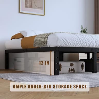 SHOANED Full Metal Bed Frame - 14 Inch Tall Heavy Duty Bedframe Black Basic Steel Slats Platform No Box Spring Needed/Easy Assembly/Noise Free - Image 5