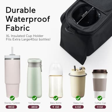 Momcozy Universal Stroller Organizer with Insulated Cup Holder Detachable Phone Bag & Shoulder Strap, Fits for Stroller like Uppababy, Baby Jogger, Britax, BOB, Umbrella and Pet Stroller - Image 6