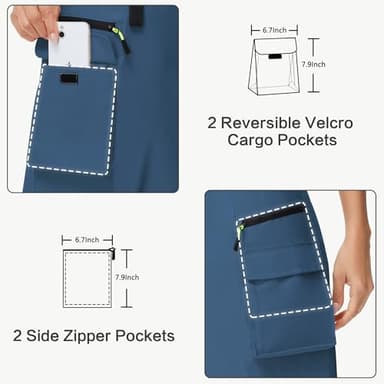 MIVEI 20" Women's Hiking Cargo Skorts Skirts with Zipper Pockets Knee Length Golf Tummy Control Quick Dry Long Skort Navy Blue - Image 3