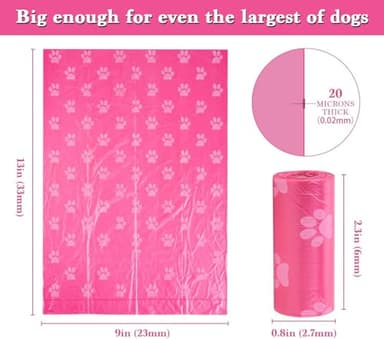 WDFAACK Biodegradable Dog Poo Bags with Holder-240 Large Poop Bags, Corn Starch Blended Compostable Bag, Extra Thick Strong Leak Proof Waste Bag for Dogs (Pink) - Image 4